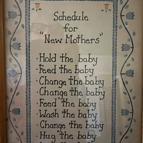 Vintage Wood Framed New Mothers Schedule Wall Art - Picture 9 of 16